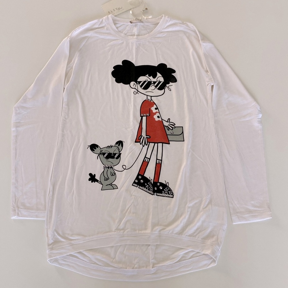 Elsy Girl Top Long Sleeve White New